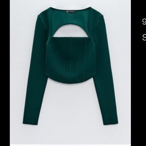Zara Emerald green structured crop top